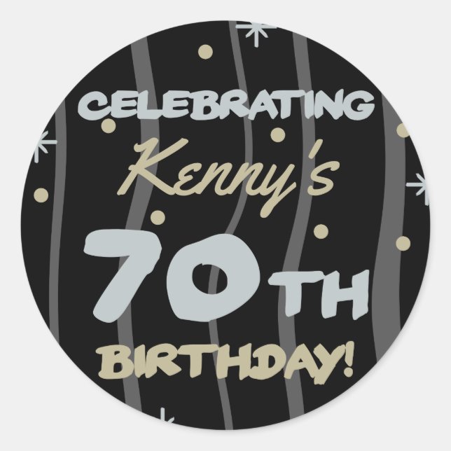 Adesivo 70 Festa de aniversário Adicione seu nome (Frente)