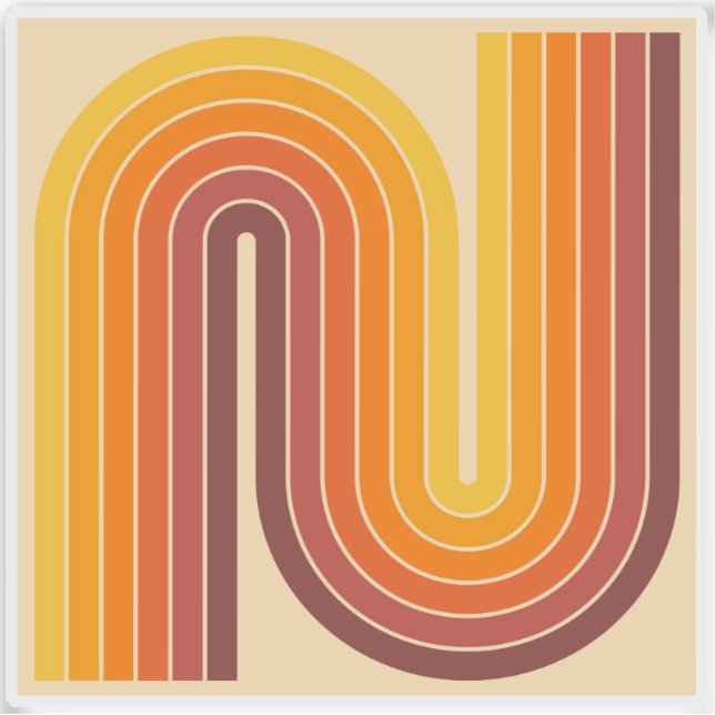 Adesivo 70s Retro Vintage Style Geometric Design (Frente)