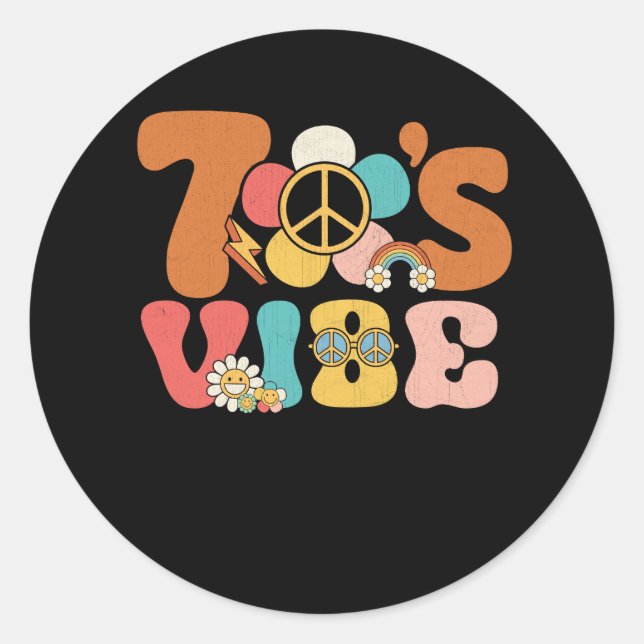 Adesivo 70s Vibe 70s Costume Peace Groovy Hippie 70's Them (Frente)
