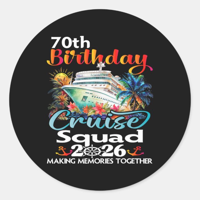 Adesivo 70th Birthday Cruise Squad Friends Family Vacation (Frente)