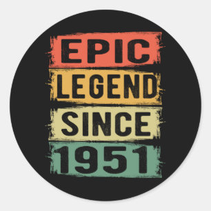 Adesivo 74 Anos De Idade Dia 1951 Legenda Epic 74. º Anive