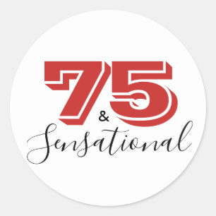 Adesivo 75 e preto e vermelho 75.º aniversário moderno SEN