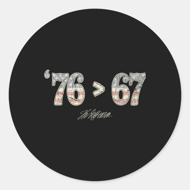 Adesivo 76 67 Thomas Jefferson Seis Sete 6 7 Meme Gen Alph (Frente)