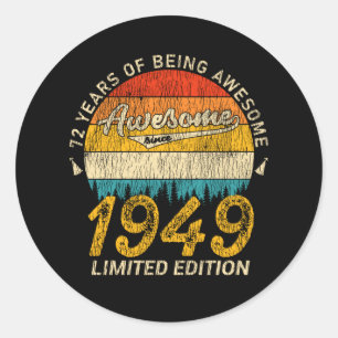 Adesivo 76 anos de idade 1949 Retro Incrível 76º presente