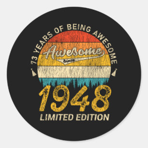 Adesivo 77 anos de idade 1948 Retro Incrível 77º presente