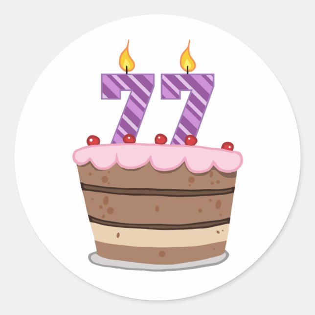Adesivo 77 anos de idade no Bolo de Aniversário (Frente)