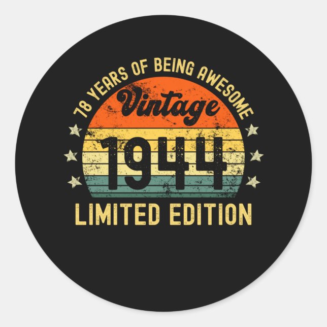 Adesivo 78.a edição limitada de aniversário 1944, 78 anos (Frente)