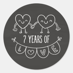 Adesivo 7 Anniversário Gift Chalk Hearts