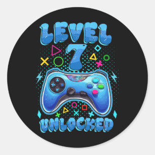 Adesivo 7 Birthday Boy Level 7 Unlocked Video Gamer Birt