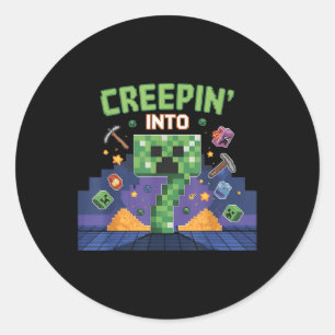 Adesivo 7 Birthday Gamer Pixel Creepin’ Em 7 Vídeo Gam