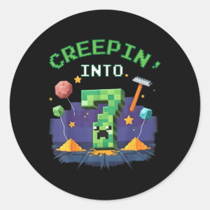 Adesivo 7 Birthday Gamer Pixel Creepin In 7 Video Game
