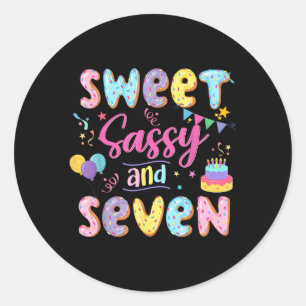 Adesivo 7 Birthday Girl Sweet Sassy E Sete Rosquinhas 7 Ys