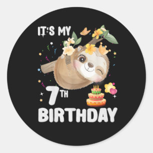 Adesivo 7 Birthday Sloth Girl Party Cute Sloover