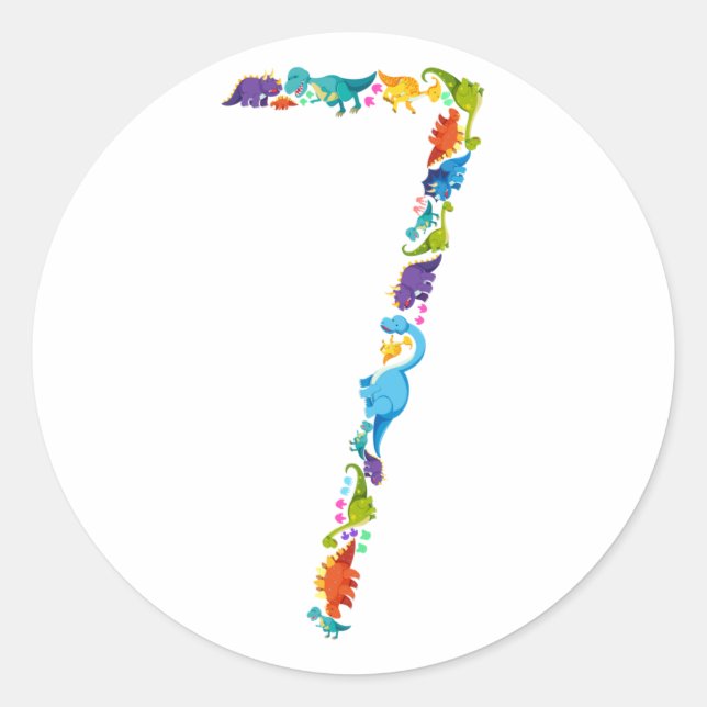 Adesivo 7 de Dinossauro Aniversário para 7 Anos (Frente)
