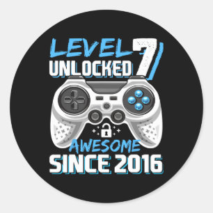 Adesivo 7 Desbloqueado Incrível 2016 Vídeo Game 7 Birthday