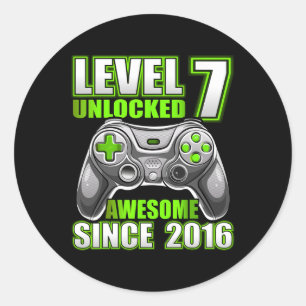 Adesivo 7 Desbloqueado Incrível 2016 Vídeo Game 7 Birthday