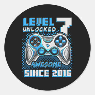 Adesivo 7 Desbloqueado Incrível 2016 Vídeo Game 7 Birthday