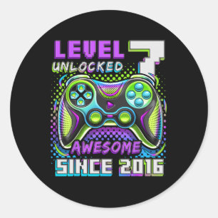 Adesivo 7 Desbloqueado Incrível 2016 Vídeo Game 7 Birthday