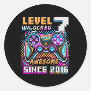 Adesivo 7 Desbloqueado Incrível 2016 Vídeo Game 7 Birthday
