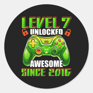 Adesivo 7 Desbloqueado Incrível 2016 Vídeo Game 7 Birthday