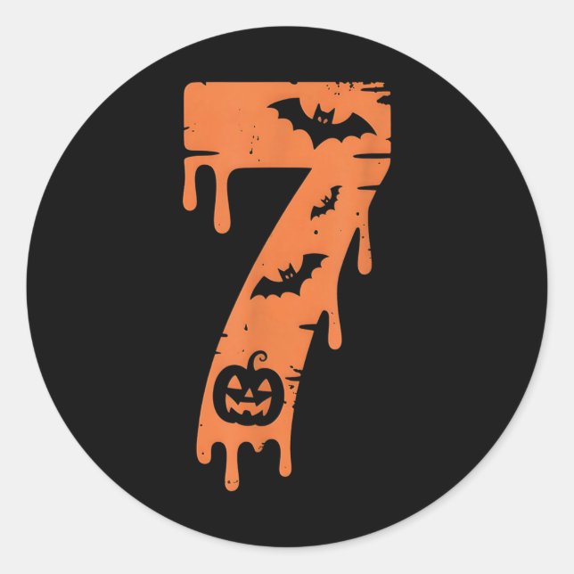 Adesivo 7 Meme Numérico 67 Seis Sete Halloween  (Frente)