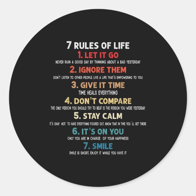 Adesivo 7 Regras De Vida Citações Motivacionais Para Homen (Frente)