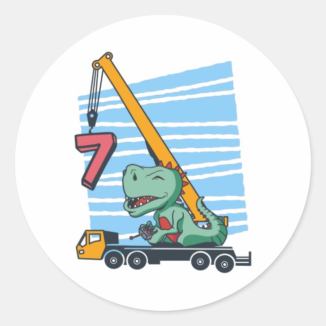 Adesivo 7 years 7th Birthday Mobile Crane Dinosaur (Frente)