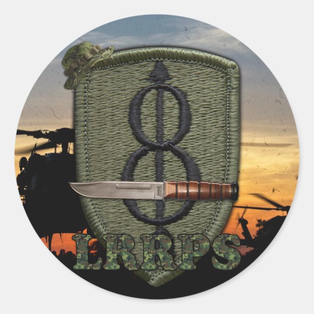 Adesivo 8ª divisão de infantaria lrrps lrp vietnam war pat (Frente)