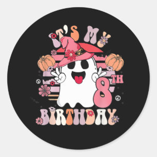 Adesivo 8º Aniversário Ofertas Loucas Boo Groovy Retro 70s