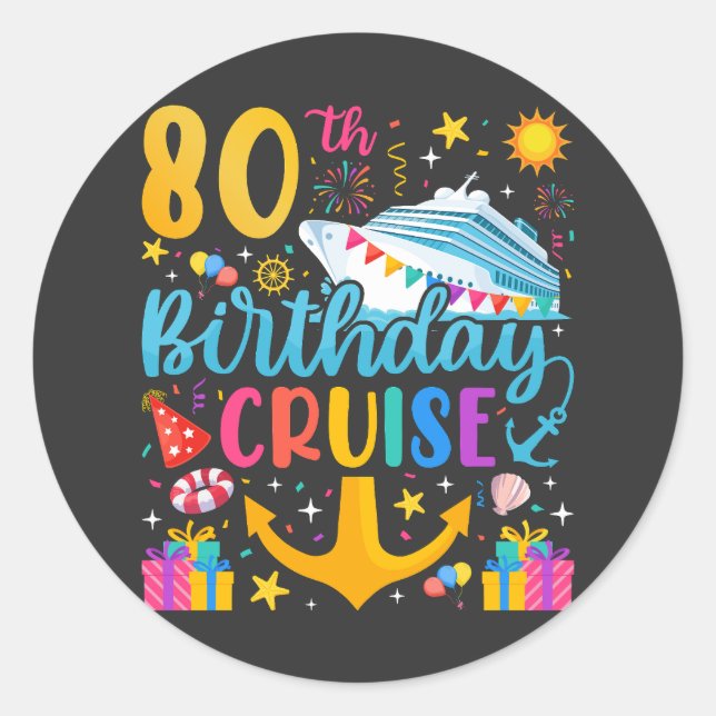 Adesivo 80 Birthday Cruise B-Day Party (Frente)