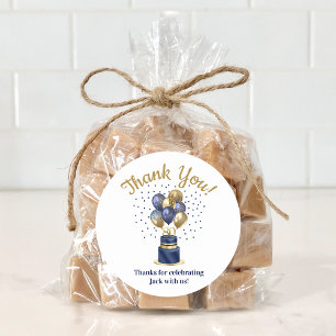 Adesivo 80 Birthday Marinho Azul Bolo Balão Obrigado