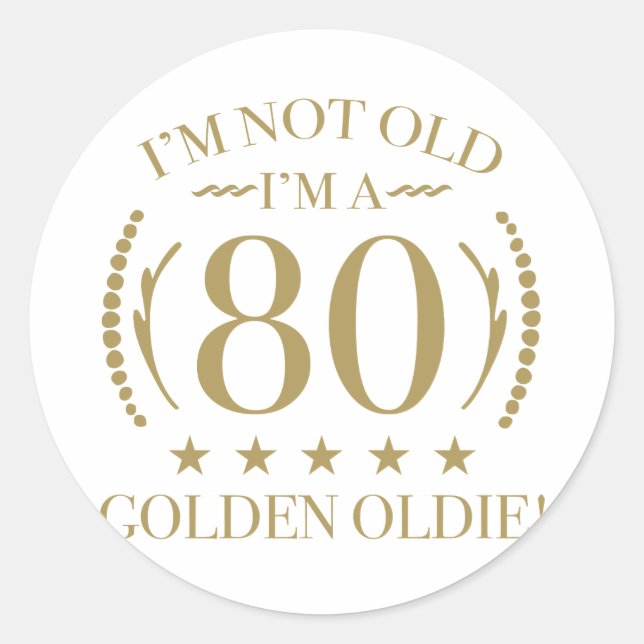 Adesivo 80 Birthday Ouro Oldie (Frente)