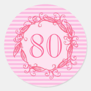 Adesivo 80 de Aniversário das Mulheres Bonito Rosa Meiros