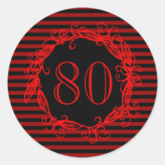 Adesivo 80 de Aniversário Negro Vermelho Negro Suavemente