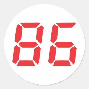 Adesivo 86 86 - número digital do despertador vermelho