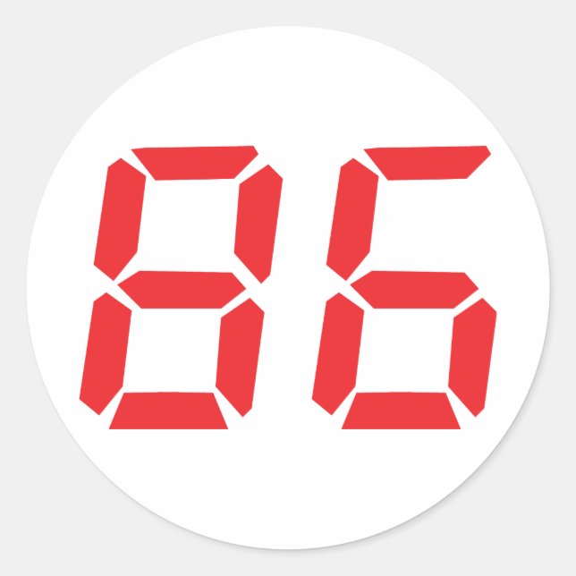 Adesivo 86 86 - número digital do despertador vermelho (Frente)