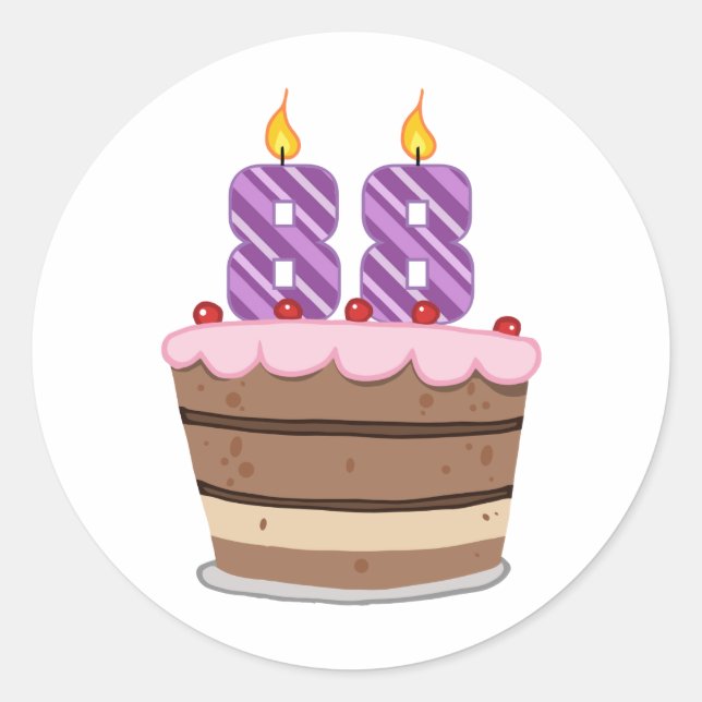 Adesivo 88 anos no Bolo de Aniversário (Frente)