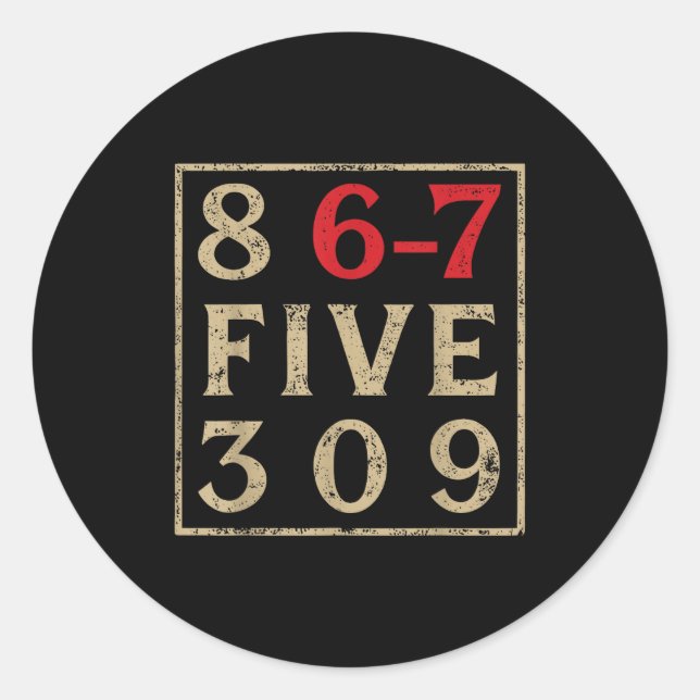 Adesivo 8 67 Cinco 309 Divertido Seis Sete  (Frente)