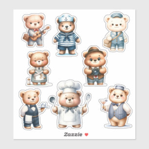 Adesivo 8 Autocolantes De Ocupação Do Urso Scrapbooking