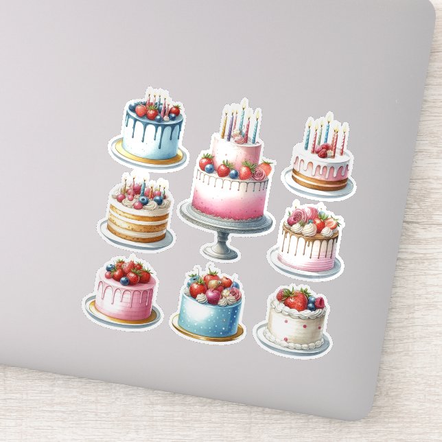 Adesivo 8 Bolos de Aniversário (Detalhe)