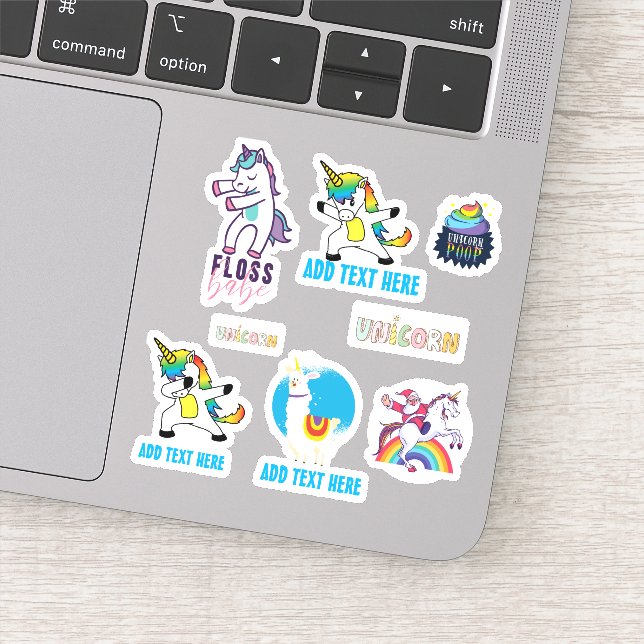 Adesivo 8 x Formataram a UNICORN Engraçado Cute Kawaii Dab (Detalhe)