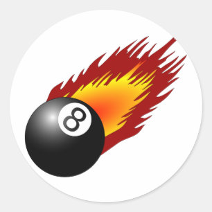 Adesivo 8Ball com chamas