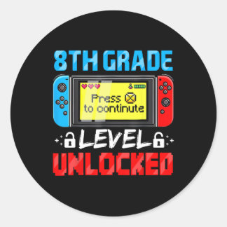 Adesivo 8th Grade Level Unlocked Gamer First Day Of School