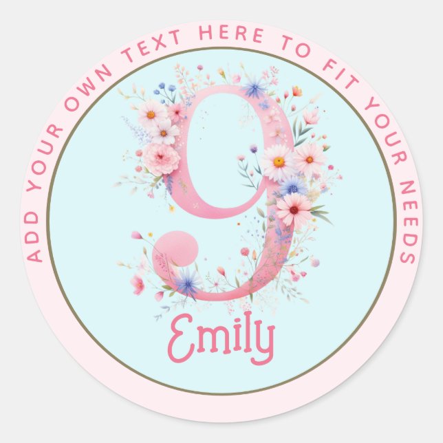 Adesivo 9º Aniversário Fada Fleiga Fritual Rosa Princesa F (Frente)