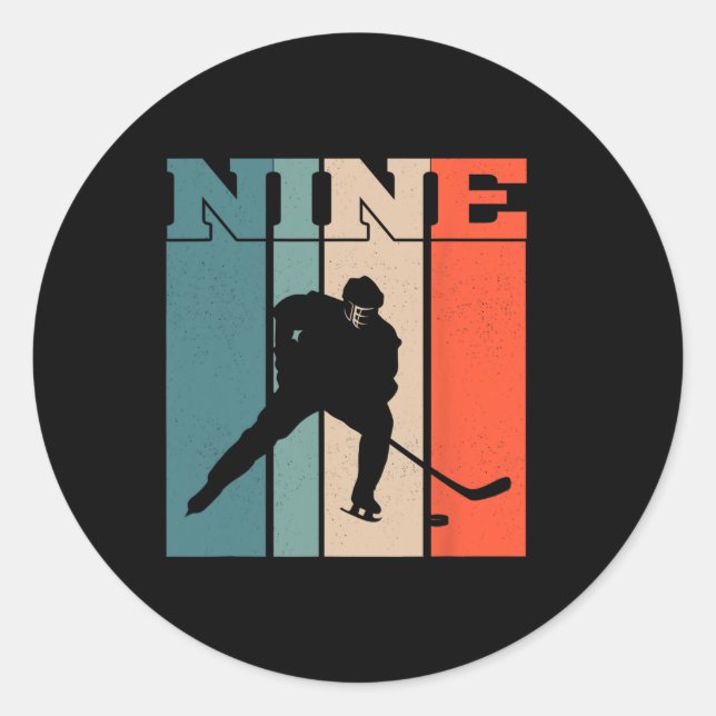 Adesivo 9º Aniversário Retro Hóquei no Gelo (Frente)