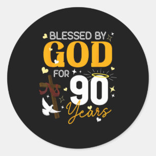 Adesivo 90 Aniversário Abençoado Por Deus Para 90 Anos De
