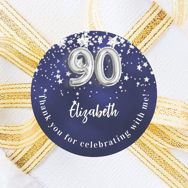 Adesivo 90 aniversário marinho estrelas de prata azul (Criador carregado)