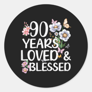 Adesivo 90 Anos Amado E Abençoado Floral 90º Aniversário