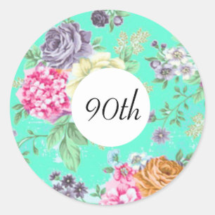 Adesivo 90 Birthday Floral Birthday Verde