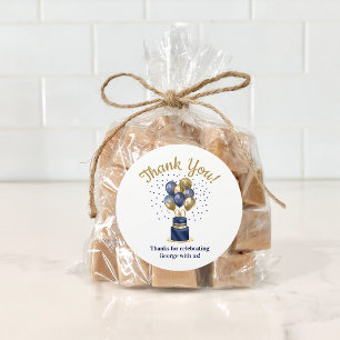 Adesivo 90 Birthday Marinho Azul Bolo Balão Obrigado